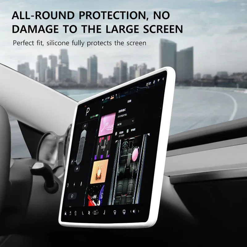 Silicone Rearview Mirror and Center Display Protective Covers for Tesla Model Y Juniper 2025-2027 Anti-Scratch Interior Trim