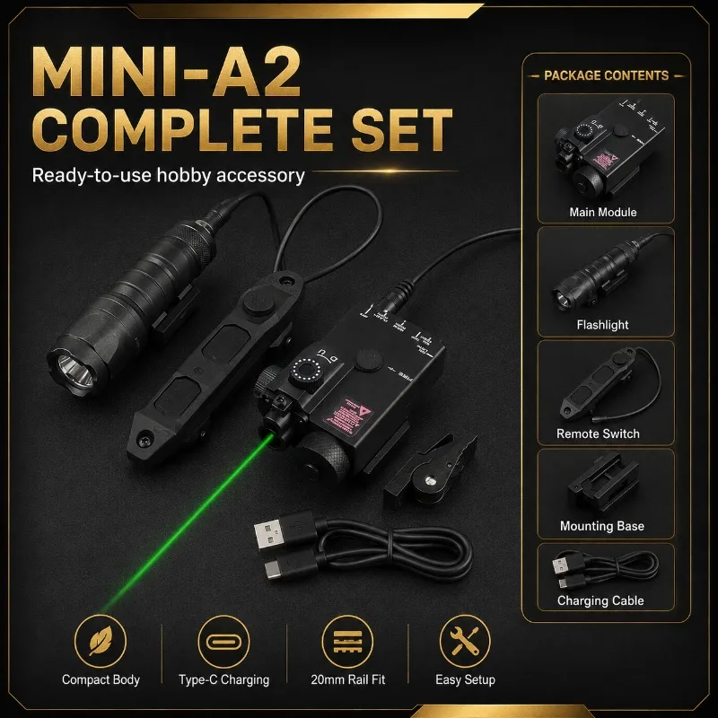Fine‑Tunable Up‑Down Left‑Right MINI‑A2 Green Light Indicator, Rail‑Mounted Leisure Hobby Decor Part