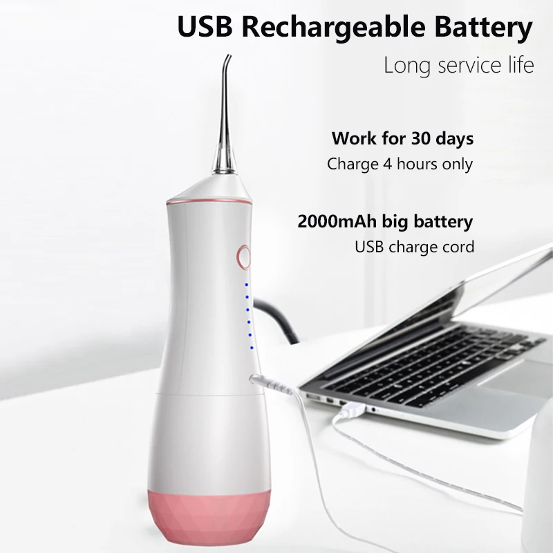 Irrigador Oral eléctrico de agua potente, hilo Dental de limpieza Dental, cuidado de las encías, seis boquillas de repuesto, dispositivo de higiene Oral