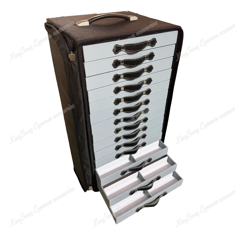 KSD254 Wheeled Drawer Style Eyewear Storage and Display Case w/Trolley Handle Capacity 168pcs