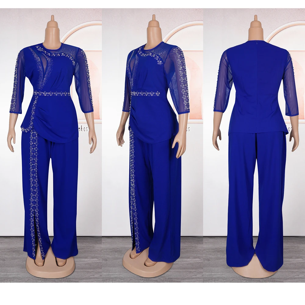 2 Piece Set Africa Clothes 2025 New Dashiki African Summer Fashion Suits Top And Trousers Plus Size Party Clothing for Lady image 5
