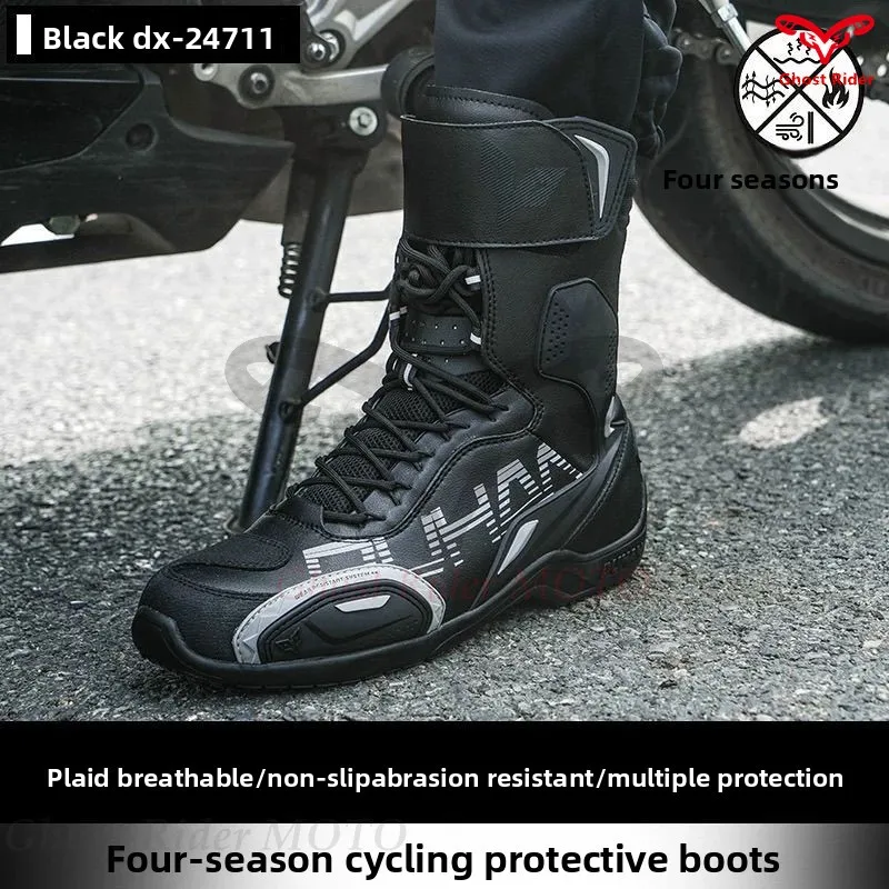 Motorcycle riding boots pull boots anti-drop wear-resistant knights road street running racing shoes men women cycling shoes