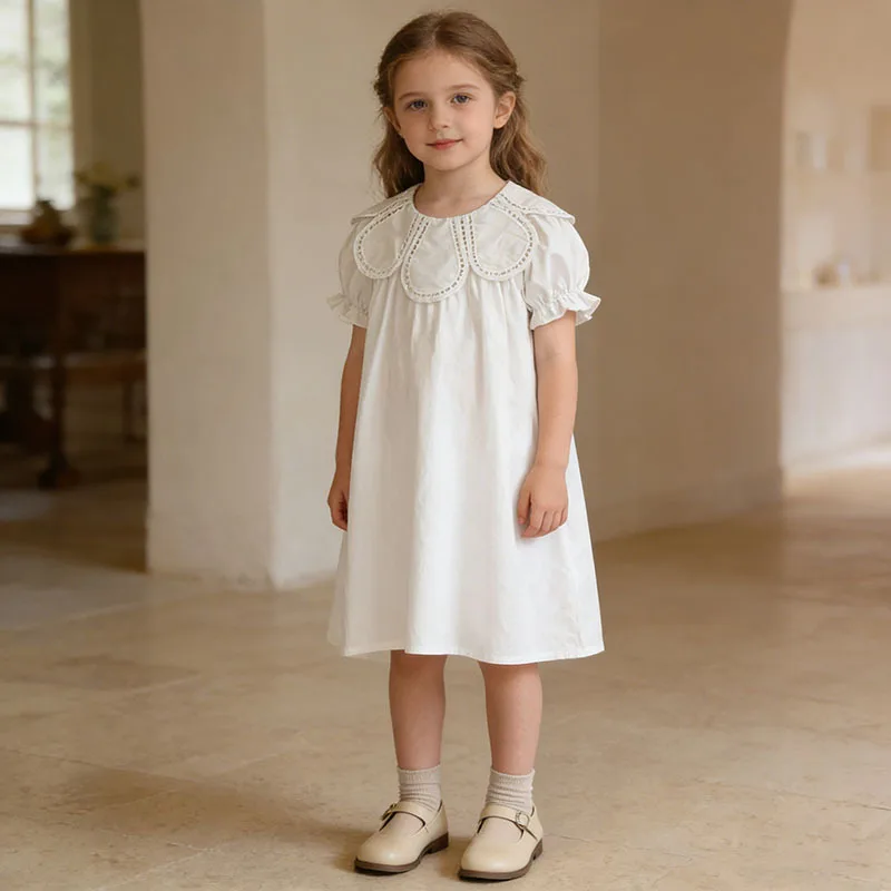 

Girls Summer Dress Petal Collar Short Sleeve Cute Sweet Princess Dress For Toddler Baby Girls Casual Daily Party Outfits