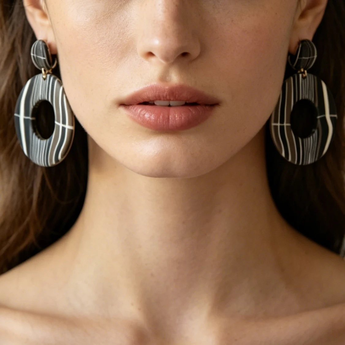 French Chic Minimalist Monochrome Polymer Clay Earrings Modern Abstract Color block Hoop Elegant Artsy Jewelry Lightweight