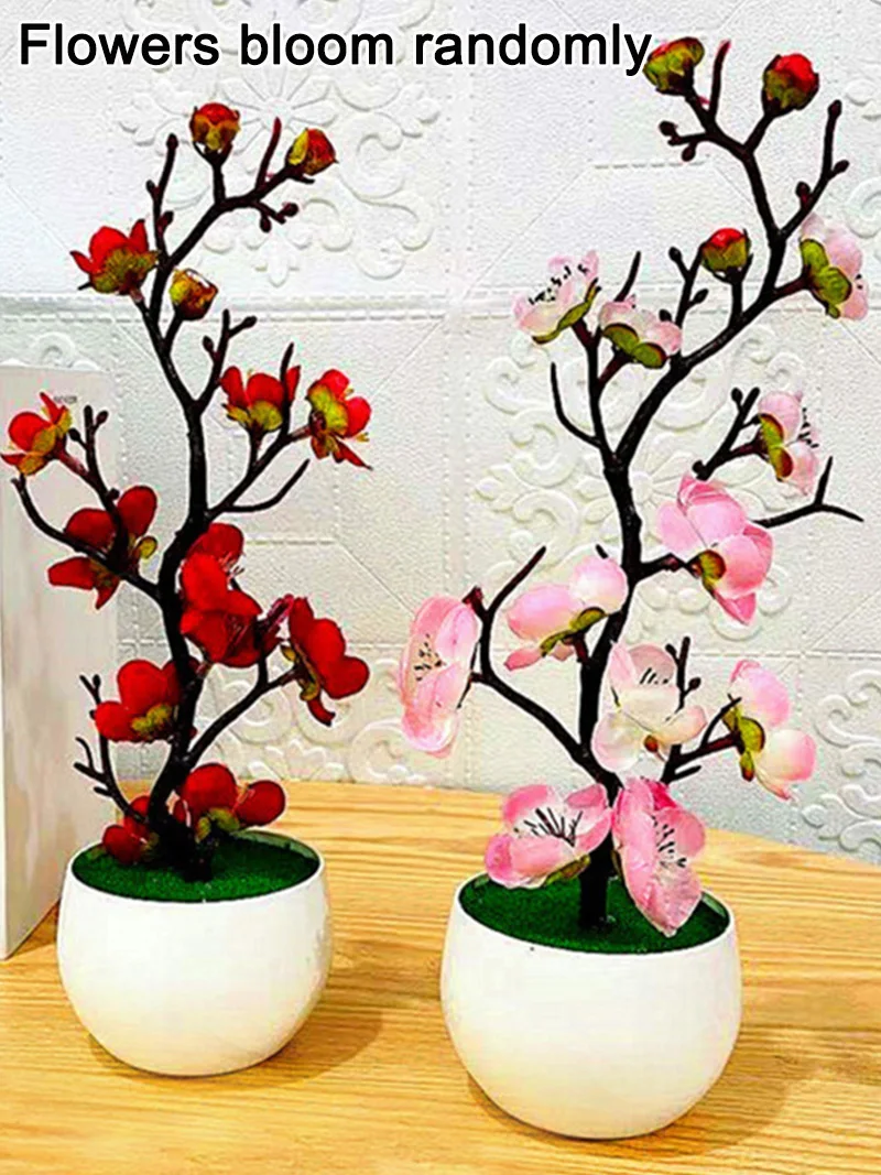 30 cm Artificial Plants Bonsai Small Tree Simulation Pot Plants Fake Flowers Table Potted Ornaments Home Decoration Hotel Garden