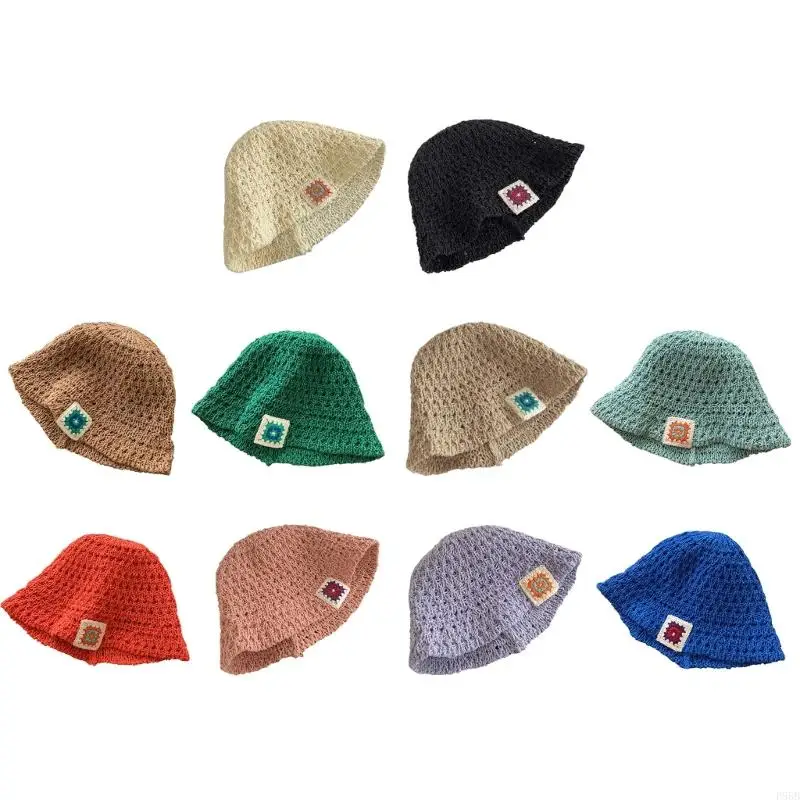 

P88B Women Hollowed Hat Y2K Hot Girls Beanie Hat Breathable Fisherman Bucket Hat