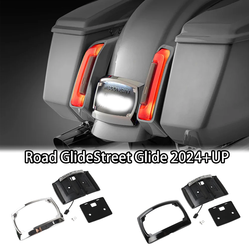 

For Harley LED License Plate Relocation Frame Kit Smoked Lens Brake Light Road Glide ST/Street Glide/Electra Glide CVO 23-24