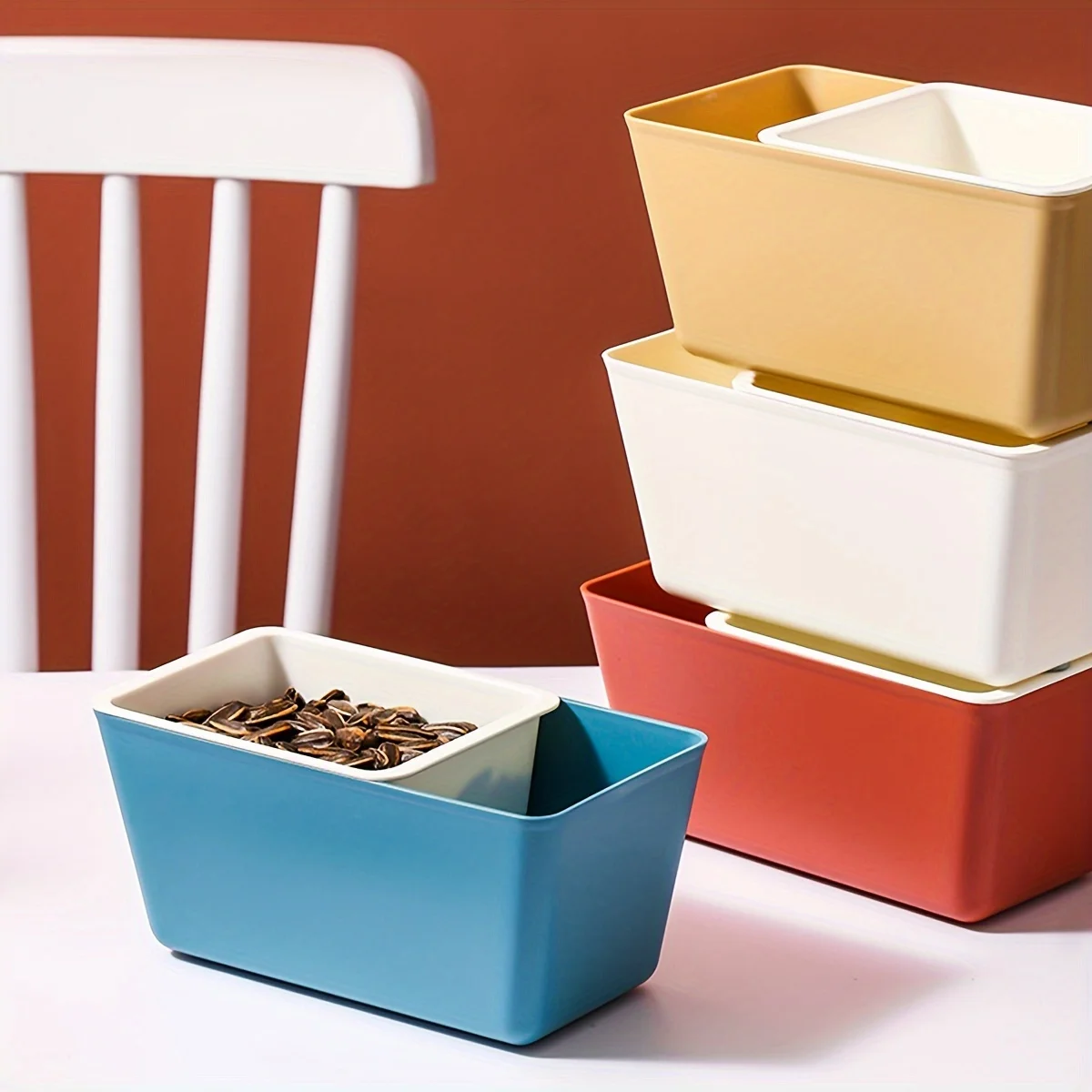 1pc  Use Double Layer Snack Box - Perfect for Nuts, Fruits, and More - Made of Durable Plastic