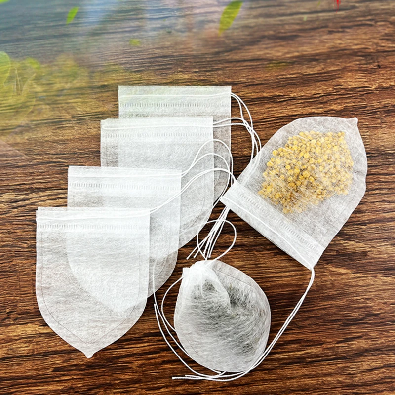 100pcs/lot Drop Shape Corn Fiber Tea Bags Filter Infuser Strainer Heat Seal Teabags with String for Herb Loose Leaf