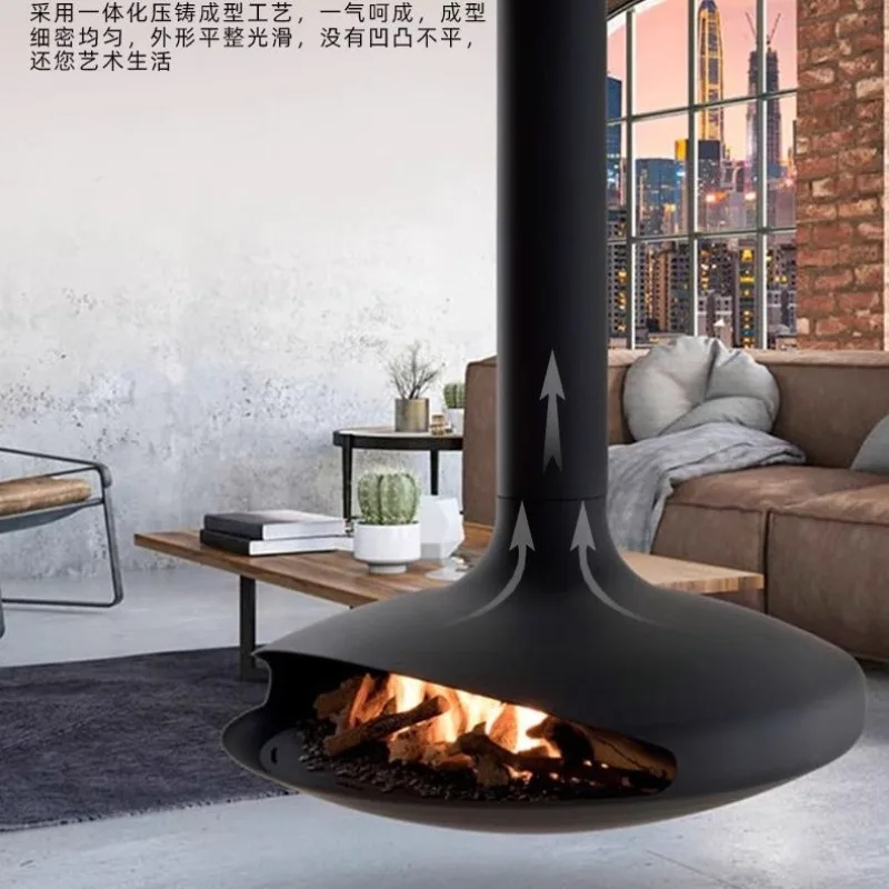 Firewood simulation flame living room electronic 3d atomization alcohol heating suspension hanging fireplace