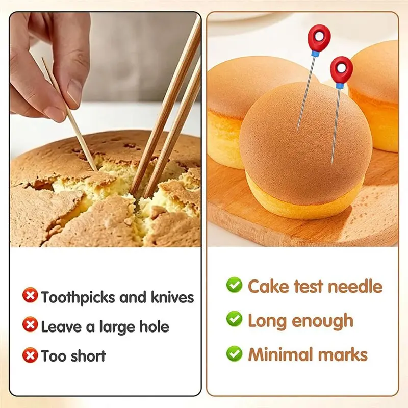 B23B Cake For Baking Tester Skewer Probe, Doneness Testing Stick For Baking, For Cakes Bread Cupcakes Brownies Muffins& Pastries