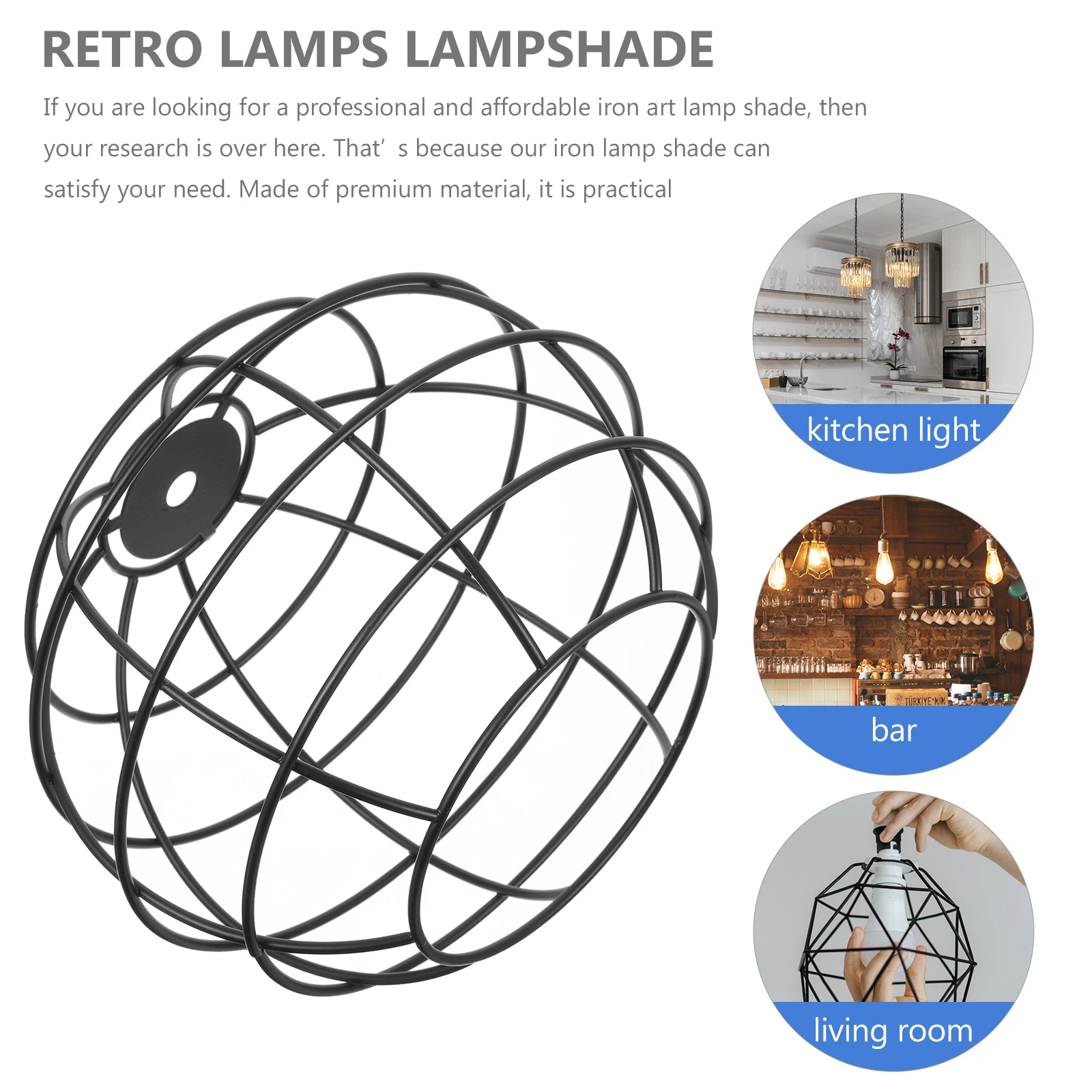 

Round Lampshade Iron Art Cover Retro Decor Hanging Light Pendant Shade Accessories Vintage Lighting Attachment