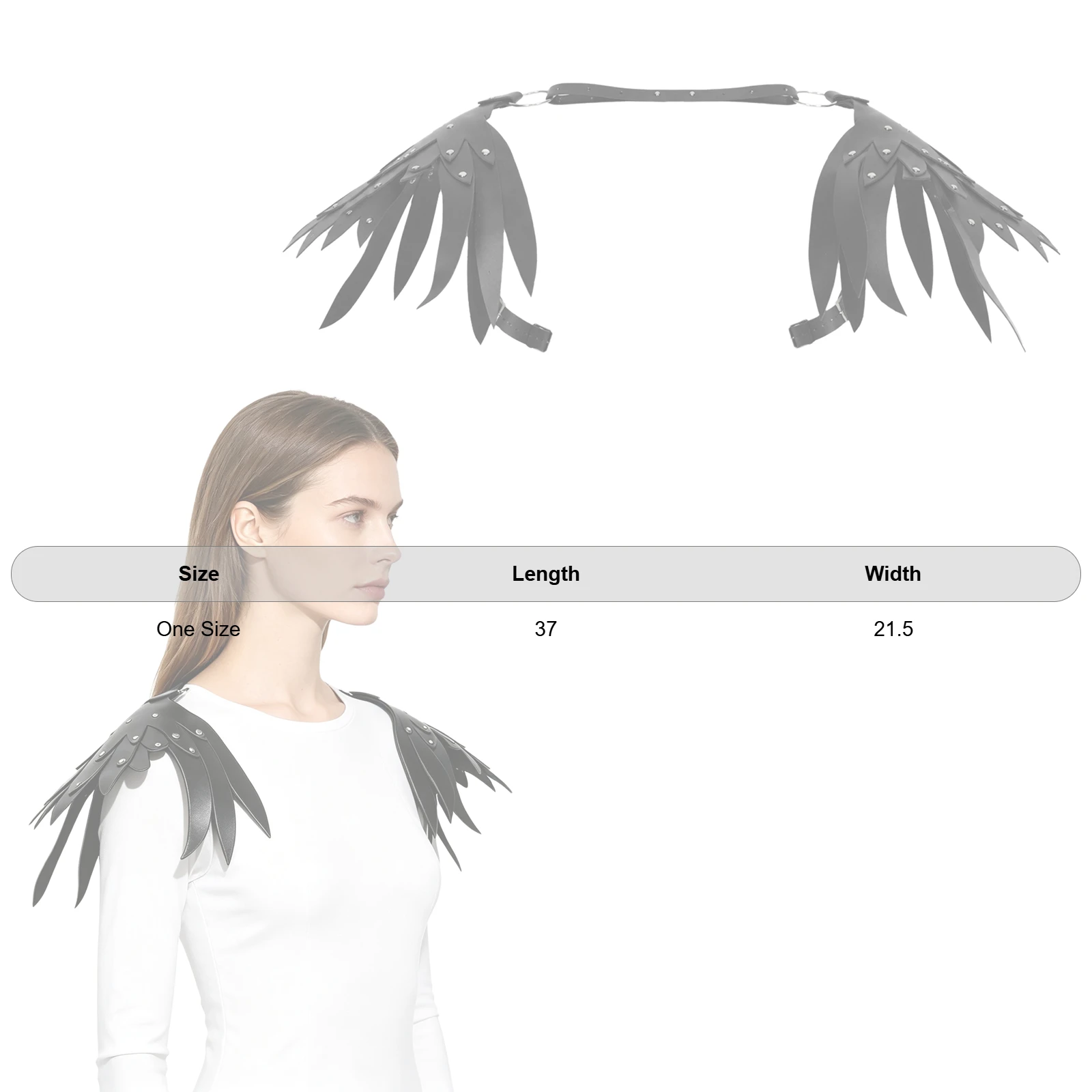 Adult Feather Shoulder Armor Costume Accessories Steampunk-style Faux Leather Feather Shoulder Armor with Adjustable Straps
