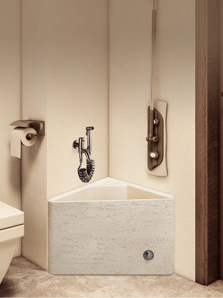 *Mop Pool Balcony Outdoor Travertine Mopping Basin Bathroom Triangle Mop Pool