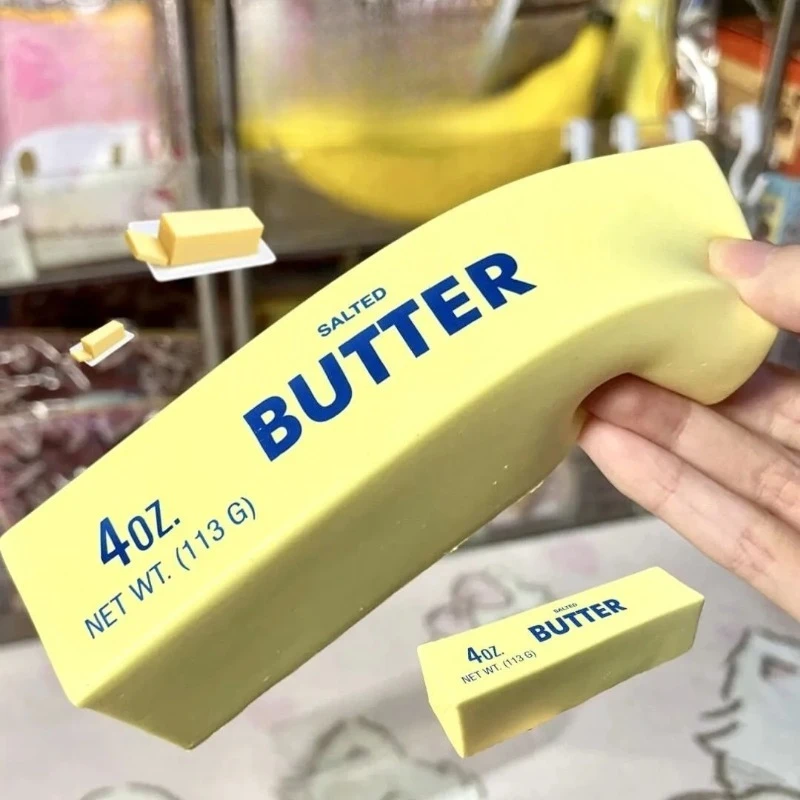かわいいバタースティック減圧玩具 ソフトイエロー スクイーズバターバーブリック スローライジング スクイーズストレス解消玩具 リラックスギフト