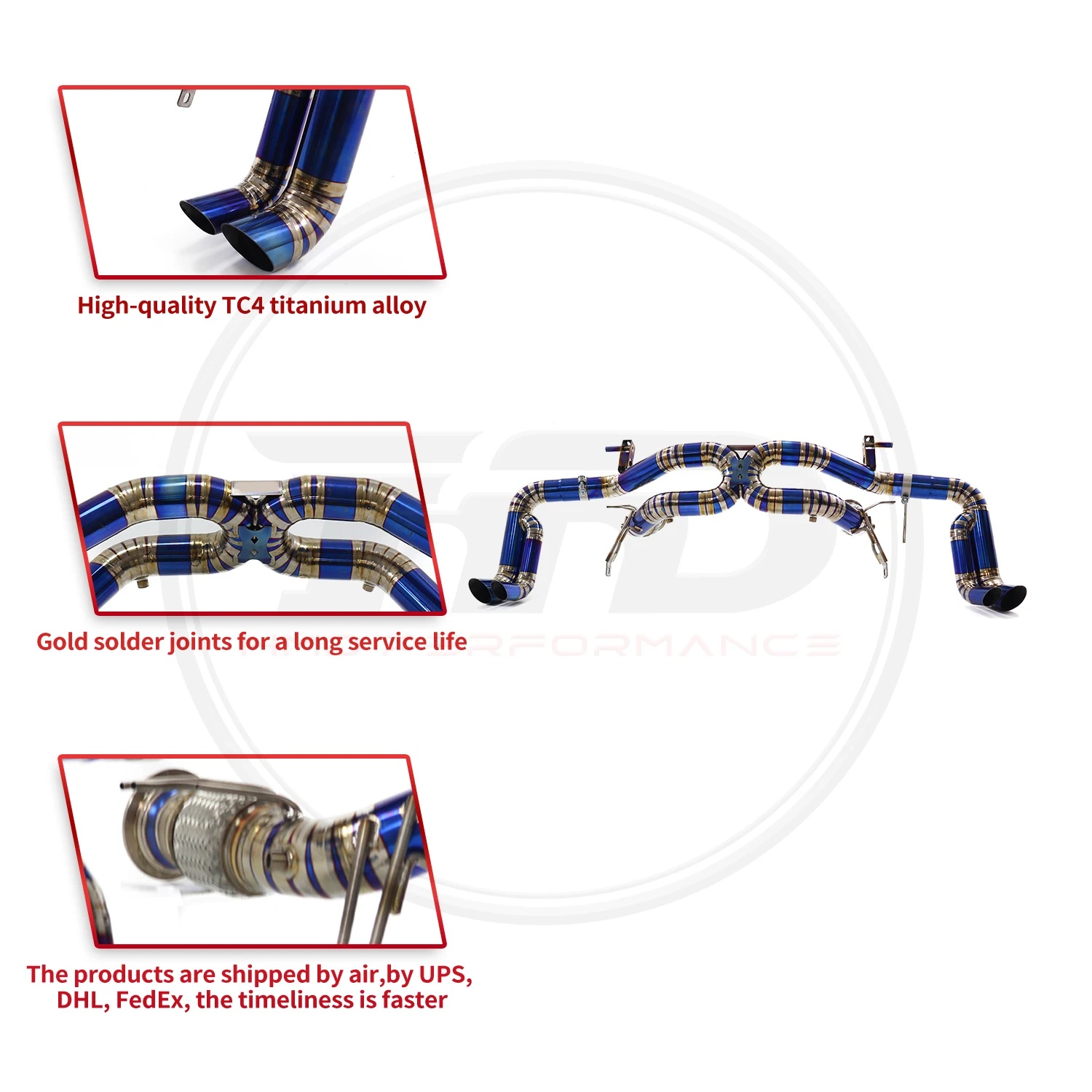 

Выхлопная система для Audi R8 5.2L V10 Ti/SS304, увеличенный диаметр, высокопроизводительная, без клапана, синего цвета, HMD.