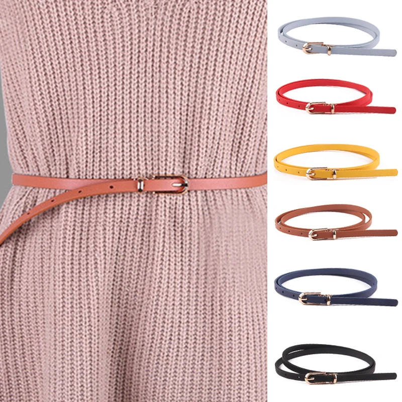 

Women Faux Leather Thin Belts Adjustable Waist Belt Alloy Pin Buckle Elegant Dress Decorative Waistband for Lady Fashion 2023