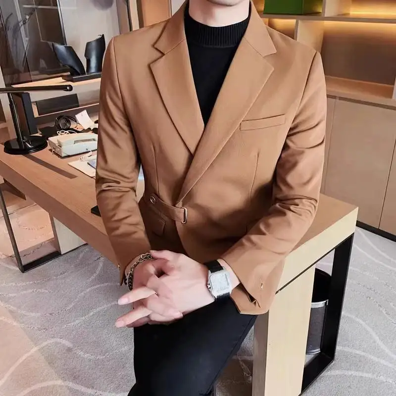 

L7338 Men's casual British style handsome slim fit suit