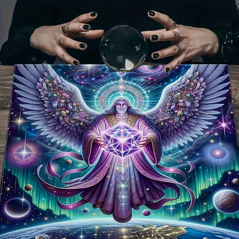Cosmic Celestial Tarot Tablecloth 60x60cm Mystic Witchcraft Astrology Cloth for Spiritual Ceremony and Reading Decor