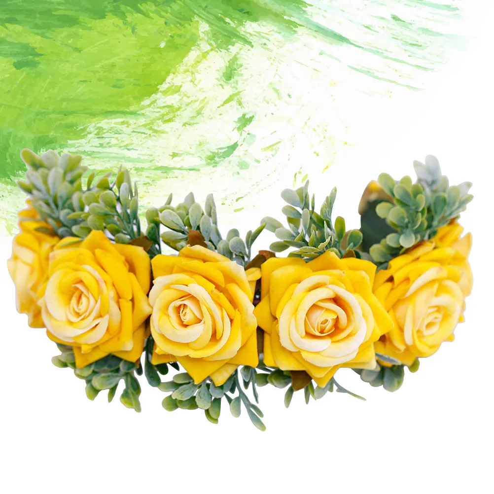 

1 шт. Цветочный ободок для волос, имитация цветочного головного убора для невесты, для свадьбы, вечеринки, Хэллоуина, косплея, фотосессии, свадебная повязка на голову, желтый