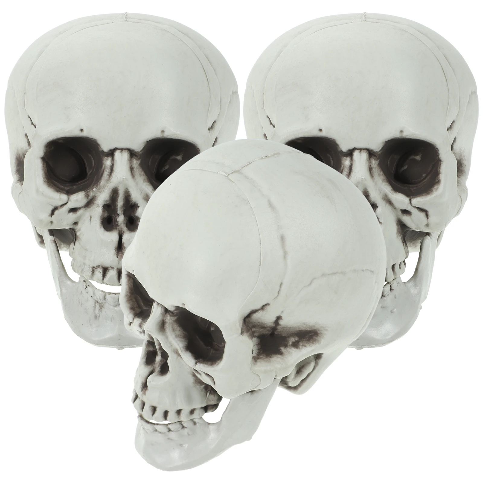 

4pcs Skull Head Decor Plastic Halloween Skull Ornament Scary Party Props Ghost House Supplies Masquerade Desktop Trinket