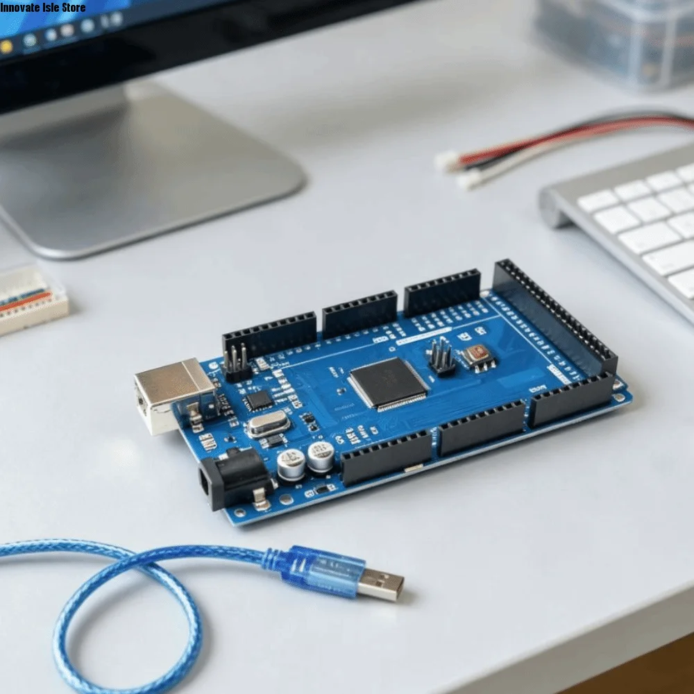 ATmega2560-16AU Mega2560 R3 Development Board CH340G Chip USB Type B Microcontroller Board 5V Operating Voltage USB Data Cable