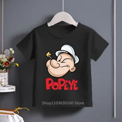 Cute Cartoon Popeye Printed Cotton T-shirt for Kids Ages 3-14, Stylish and Casual for Summer Wear