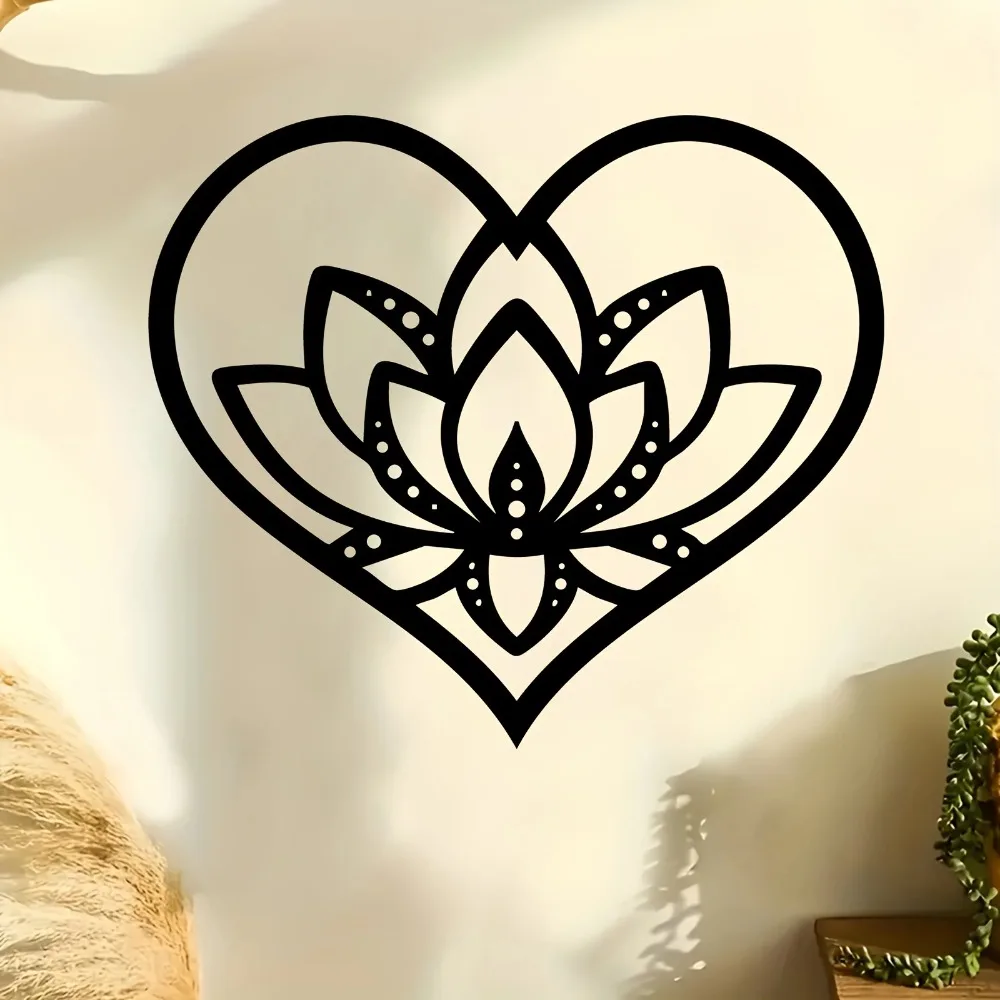 CIFBUY Aluminum Heart Lotus Wall Art Rustproof Metal Decor Weather Resistant Hanging Ornament for Indoor Outdoor Garden Home
