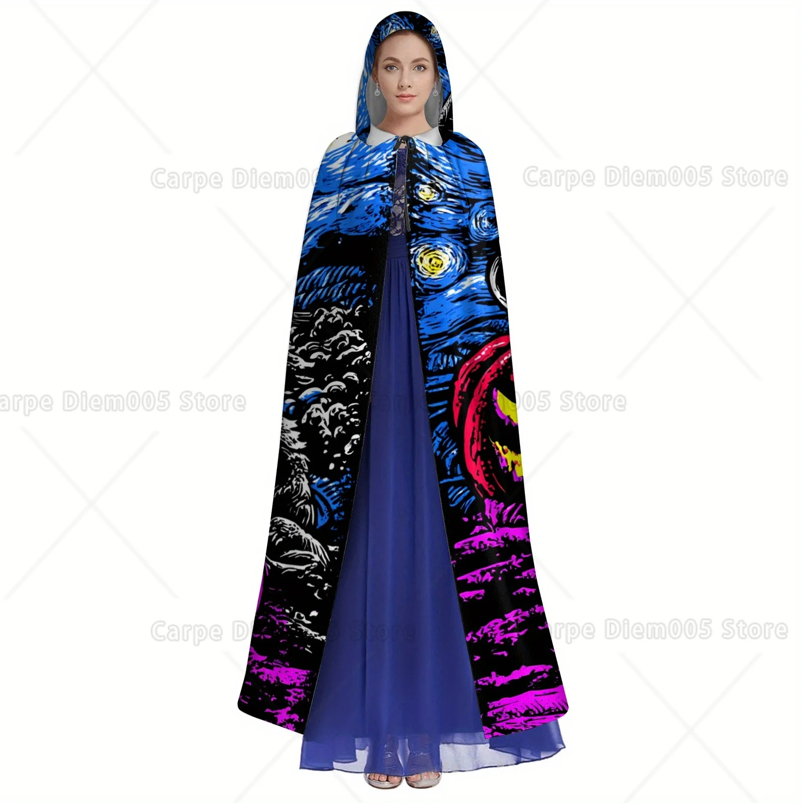 رأس بغطاء للرأس للساحرة للهالوين للبالغين باللون الأسود مع تصميم يقطين نابض بالحياة وفانوس جاك أو، بوليستر متين قابل للغسل في الغسالة