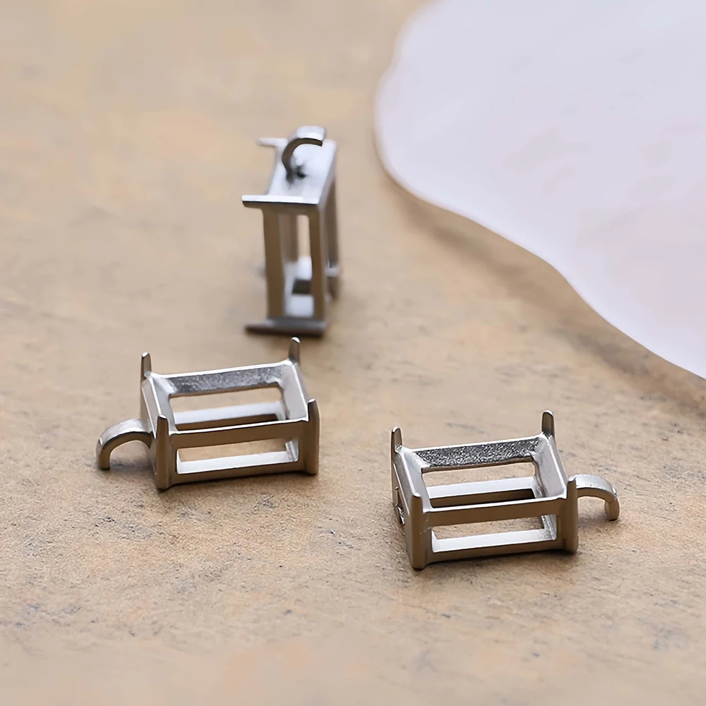 10 Stück rechteckige leere Krallenfassungen für Tennisarmbänder und Halsketten, Kristallsteinhalter für 6x8mm Strasssteine. – Detail 5