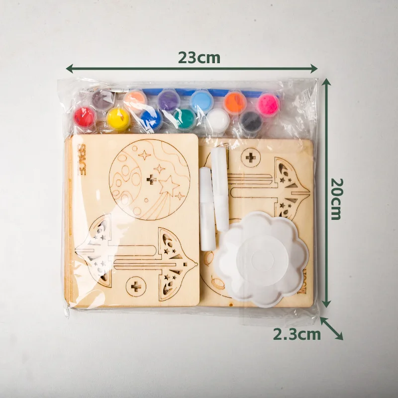 children's educational toys, wooden assembly toys, diy handicrafts, planetary gyroscope assembly painting toys
