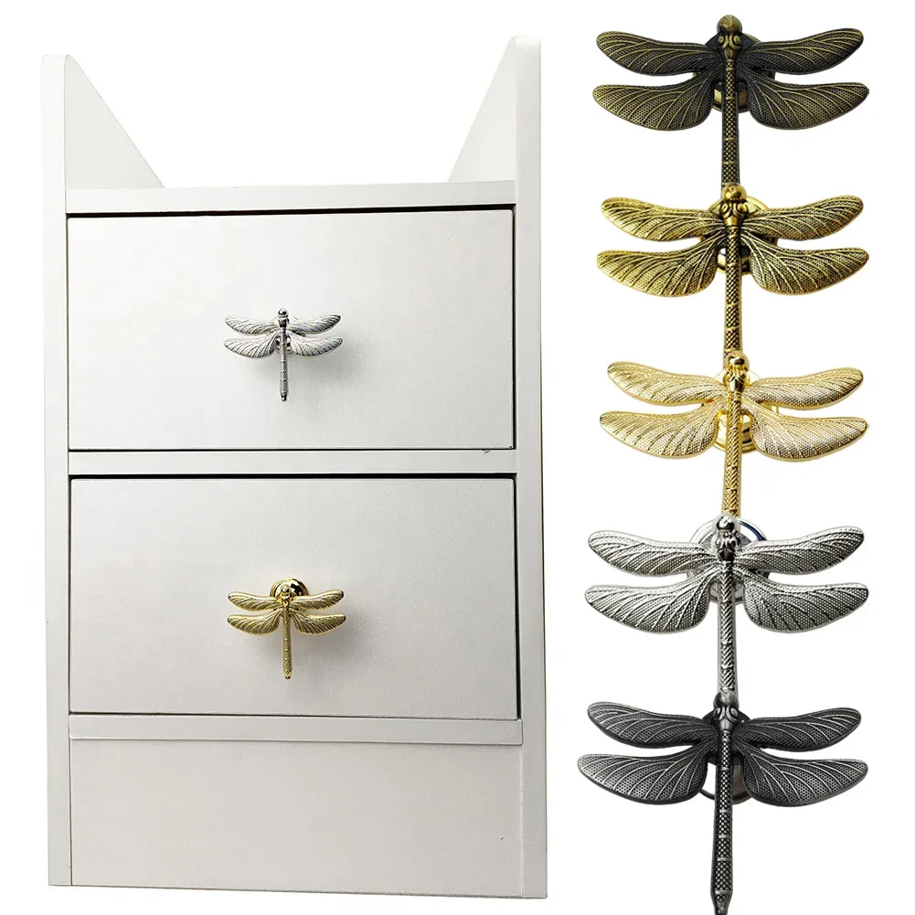 1pc Dragonfly Shape Zinc Alloy Furniture Handle Doors Cabinets Knob For Children Rooms Furniture Decor Dragonfly Cabinet Pull