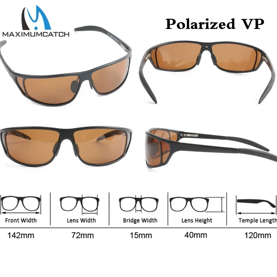 MAXIMUMCATCH VP Fly Fishing Polarized Sunglasses Titanium Frame with Gray/Yellow/Brown Lenses Aquatic Vision Fishing Sunglasses