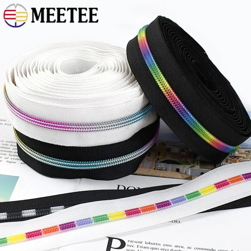 1-10M Meetee 5# Nylon Zippers Coil Plastic Zipper Tapes By The Meter Sewing Zips for Clothes Repair Kit Replacement Accessories