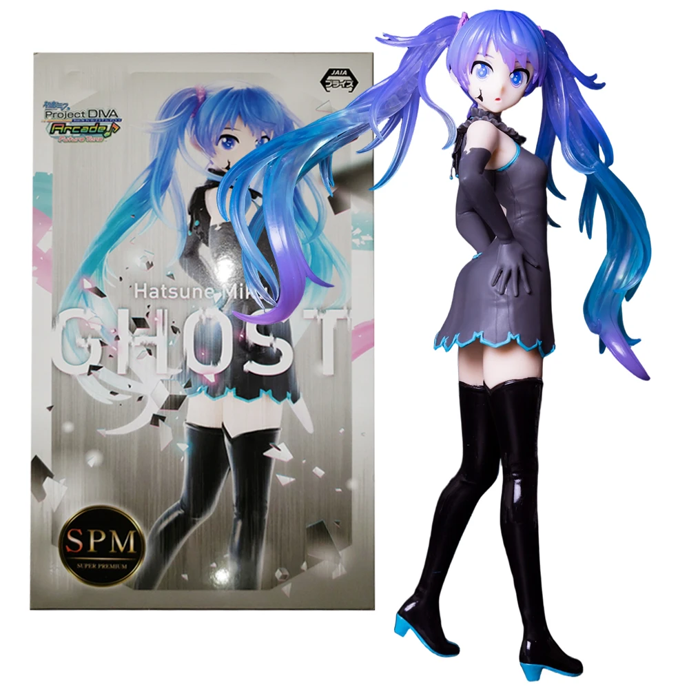 21CM Anime Hatsune Miku Project Ghost Hatsune Miku Czarna Sukienka Lolita Model Zabawka Kolekcjonerska Figurka Akcji