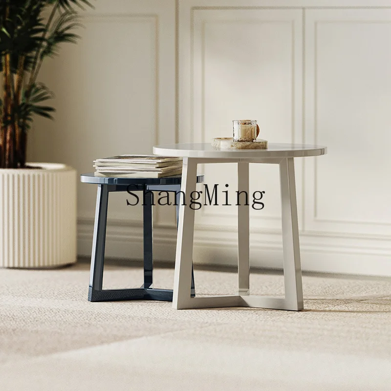 

CL modern light luxury designer side few home art solid wood oak living room side few round small coffee table