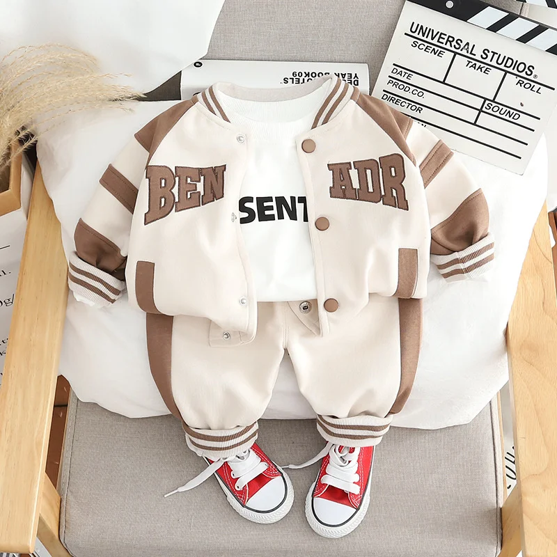 New Spring Autumn Baby Clothes Suit Children Boys Jacket T-Shirt Pants 3Pcs/Sets Toddler Casual Sports Costume Kids Tracksuits