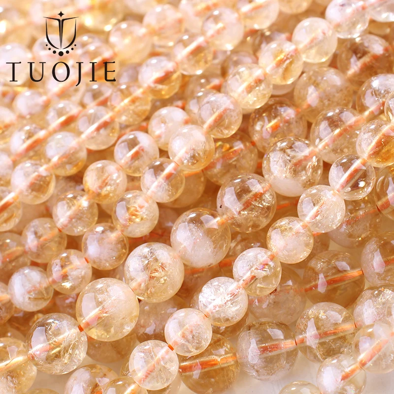 

Natural Stone 6 8 10mm Citrine From Zambia Round Loose Smooth Spacer Beads For Jewelry Making Bracelet Necklace DIY Accessories