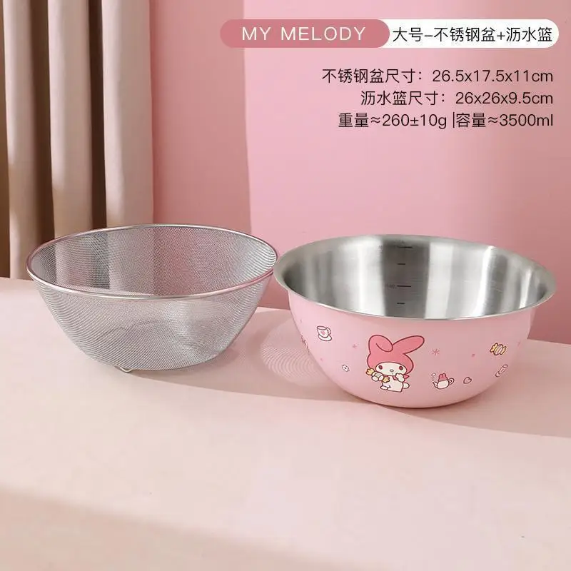 

Sanrio сливная раковина для мытья овощей Hello Kitty Kawaii аниме Sus304 двухслойная утолщенная раковина для чистки кухонные принадлежности новая