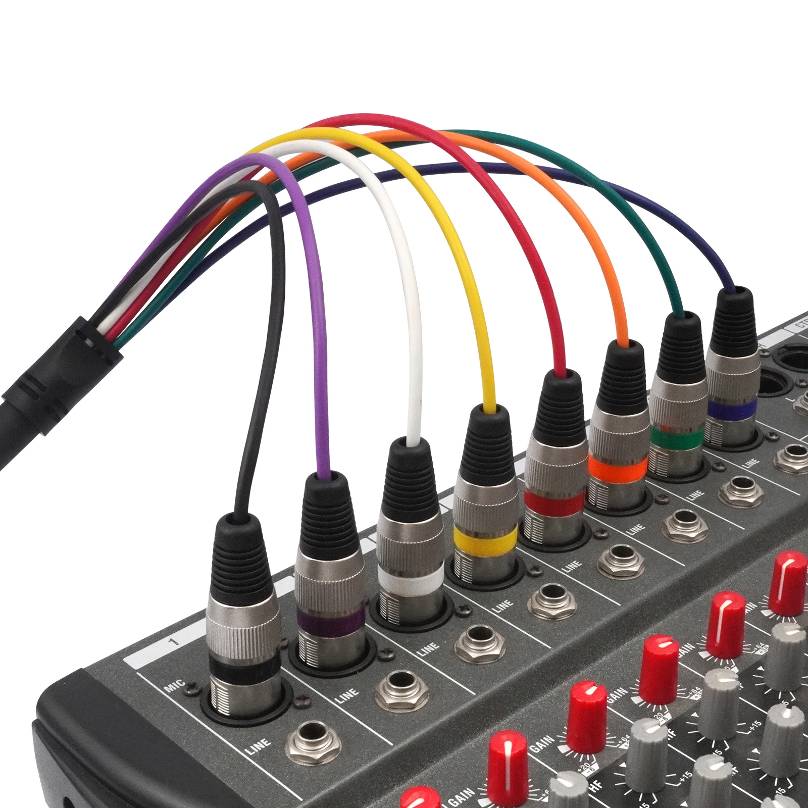 8-Ein-8-Ausgangs-XLR-Schlangenkabel, 3-polig, symmetrisches Audiokabel, vernickelt, für Mischpult, Bühnenbox, Live-Sound, Studio, 1M/2M – Detail 4