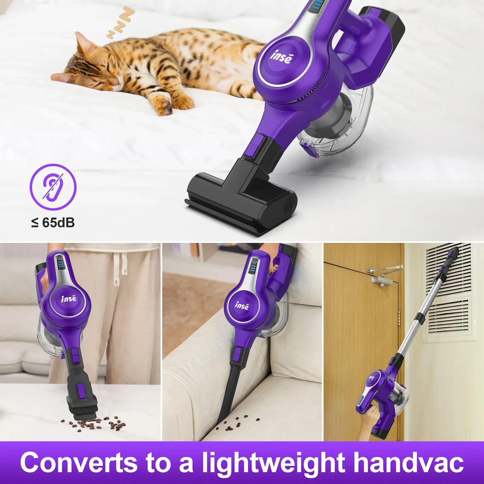 INSE S62 コードレス掃除機 30KPA 強力な吸引力 7-in-1 スティック掃除機 最長 45 分の稼働時間 ハンドヘルド掃除機 家電