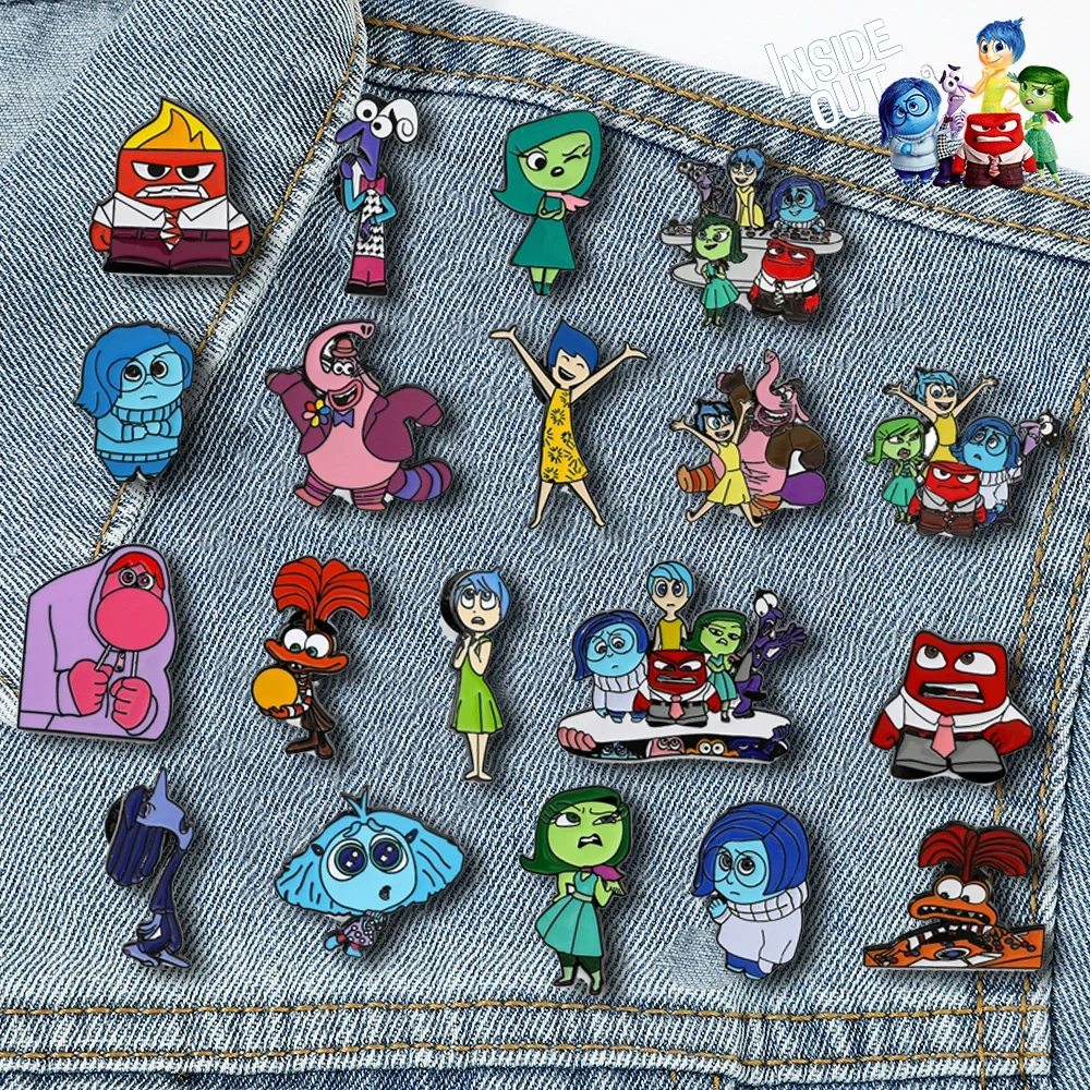 Disney Inside Out 2 Lapel Pin Joy Sadness Anger Metal Brooches Handmade Epoxy Jewelry Shirt Bag Badge Fashion Jewelrys Kawaii