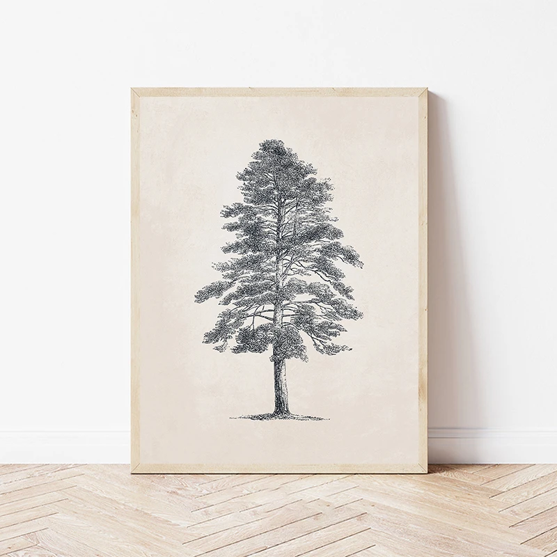 Black Oak Tree Sketch Vintage Botanical Posters and Prints Canvas Printing Wall Art Picture for Farmhouse Home Decor Gifts