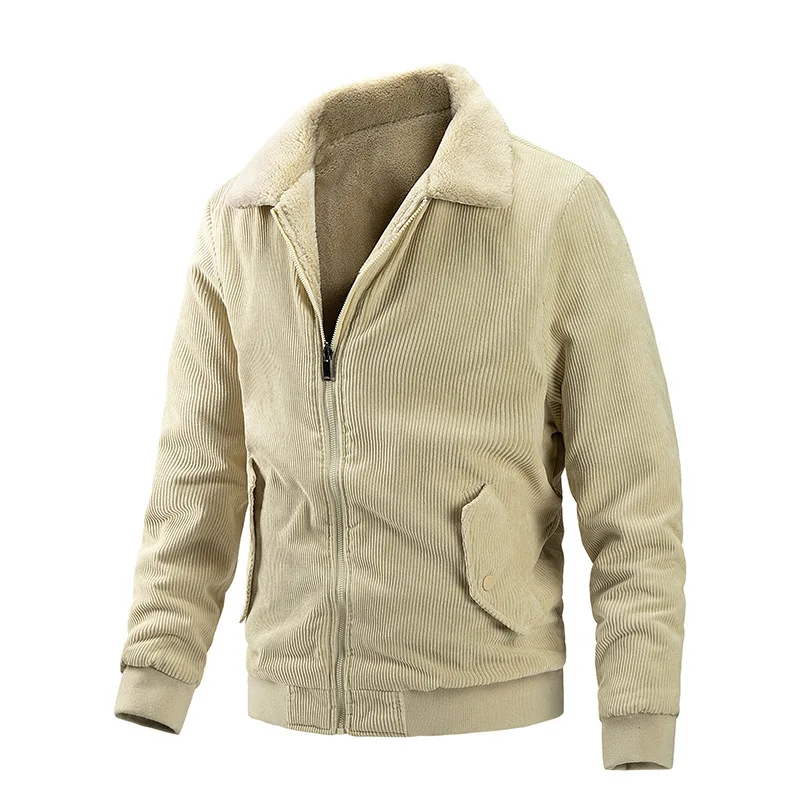 Winter Man Jacket Thicken Fleece Cold-proof Turn Down Collar Men Two-sided Coat Retro Vintage Long Sleeves Casual Male Outerwear