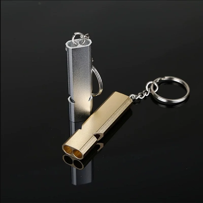 1/2Pc Survival Whistle Soccer Outdoor High Decibel Portable Flat Aluminum Alloy Dual Frequency Wilderness Emergency Whistle Tool