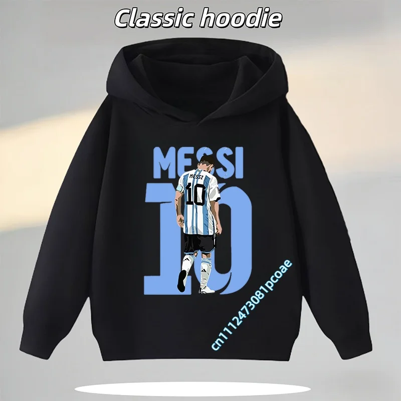 Messi Children's Hooded Sweatshirt Boys' Sport Shirt Casual Jacket Football Star Cartoon Print Autumn/Winter Long-Sleeve Coat