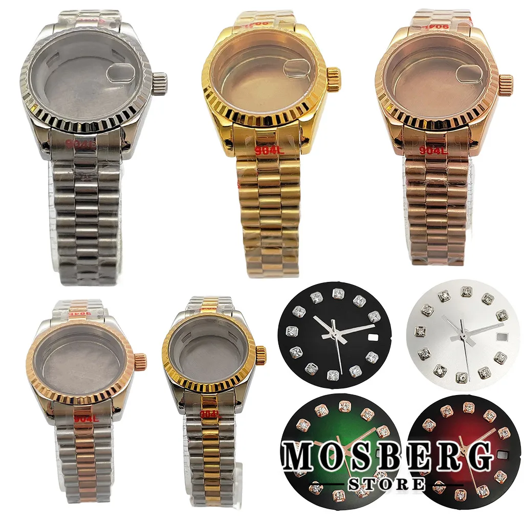 26mm Watch Case Silver Gold Sapphire Glass Stainless Steel For NH05 NH06 NH05A NH06A Automatic Movement Accessories Parts