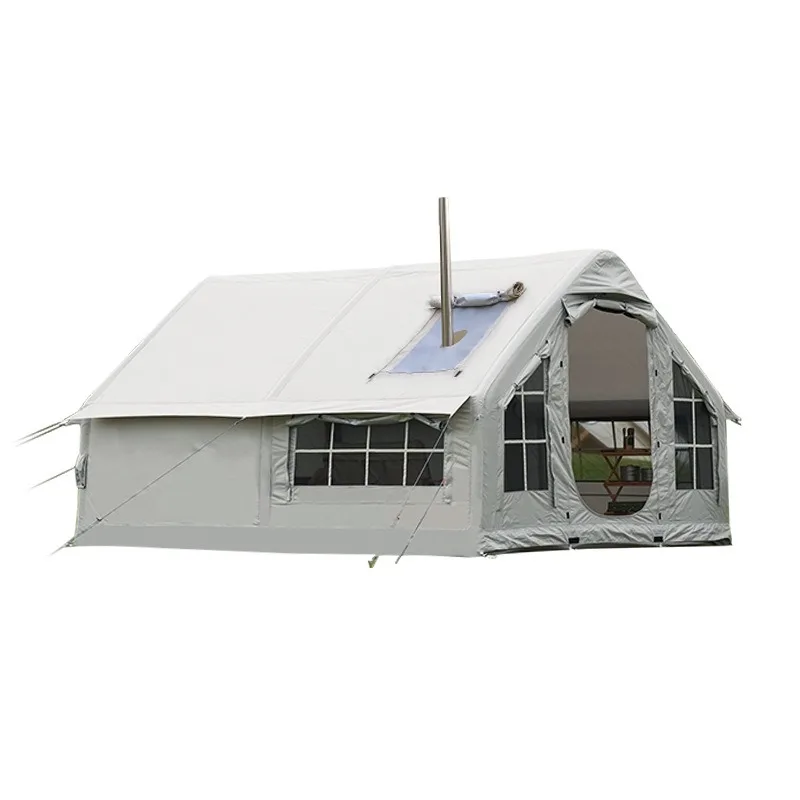 Outdoor inflatable tent, large space integrated rainproof camping free automatic tent