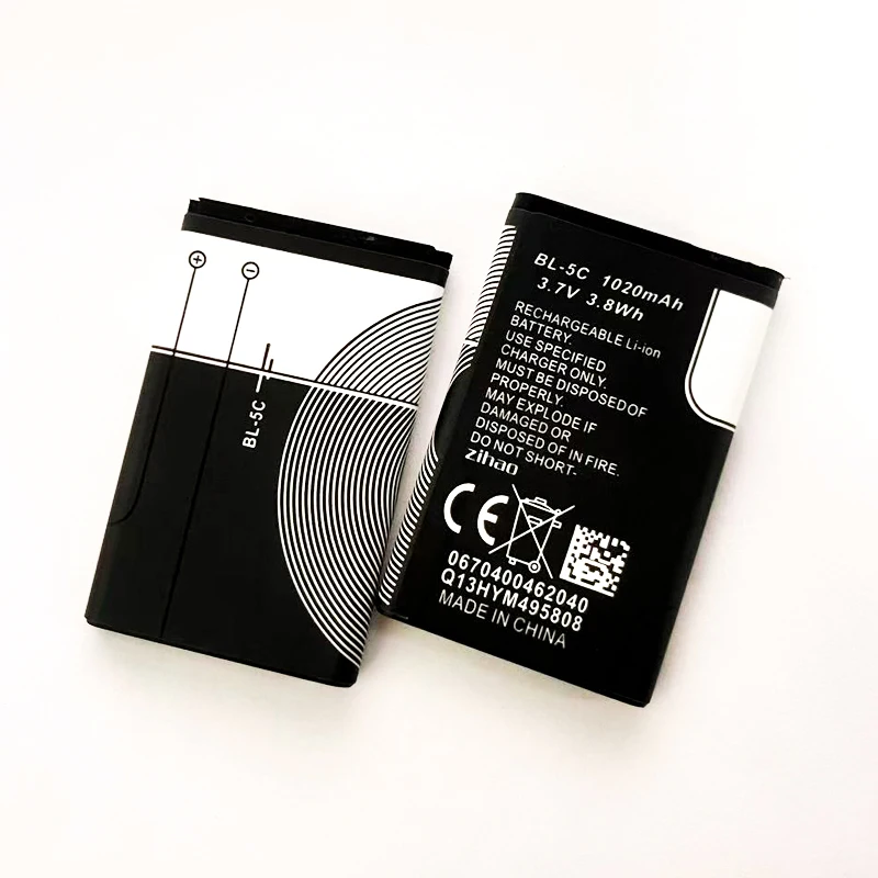 3.7V 1020mAh Battery BL-5C BL5C BL 5C Rechargeable Batteries for Nokia 2112 2118 2255 2270 2280 2300 2600 2610 3125 3230 3100