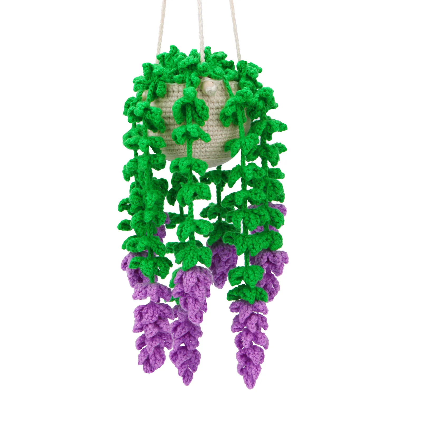 KRABALL Crochet Hanging Plant Kit for Beginners With Instruction Cotton Knitting Yarn Ball Thread Needles Hooks Knit Tool Set